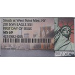 USA, Dollar 2015 W - Silberunze NGC MS69