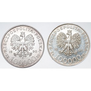 Terza Repubblica, serie da 100.000 zloty 1990 Solidarietà tipo A