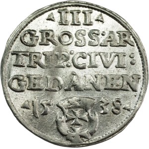 Sigismund I the Old, Trojak 1538, Gdańsk - BEAUTIFUL