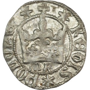 Casimir IV Jagiellon (1446-92), Kraków, half-grosz undated, letters MK - RARE