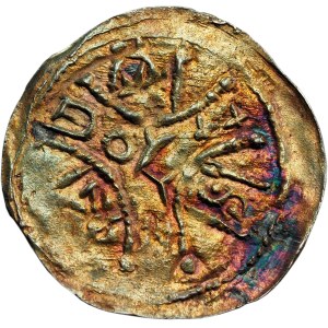 Bolesław IV the Curly (1146-73), Kraków, denarius, THREE BOWS and the inscription - EXCELLENT