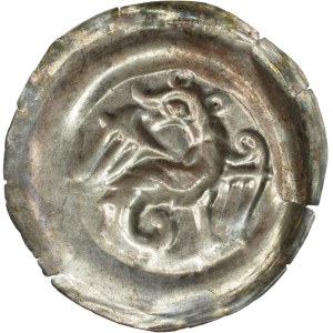 Leszek Biely (1202-27), brakteát, Krakov, drak - RARE