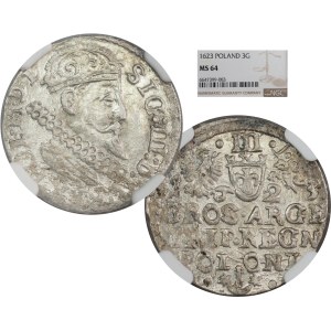 Žigmund III Vasa, Trojak 1623, Krakov - NGC MS64
