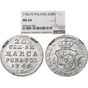 Stanislaus Augustus, 2 groschen 1766 - NGC MS64