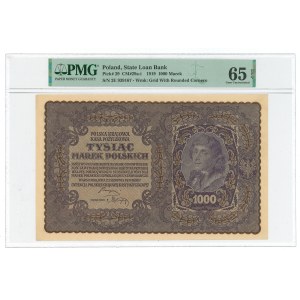 II RP, 1000 Polish marks 1919 II SERIES E - PMG 65 EPQ