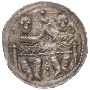 Bolesław IV the Curly, Denarius Kraków - two at the table