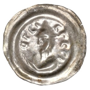 Leszek il Bianco (1202-27), Brakteat, Cracovia - figura con berretto ebraico, B'RACHA TOBK RZADK