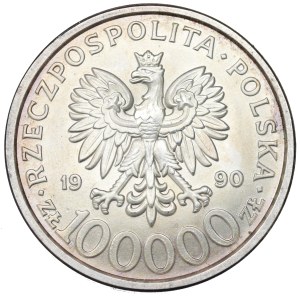Third Republic, 100,000 zloty 1990 Solidarity type B