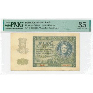 GG, 5 złoty 1940 C - PMG 35