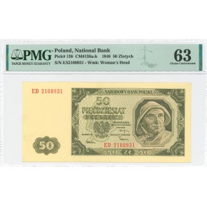 PRL, 50 zloty 1948 ED - PMG 63