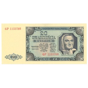 People's Republic of Poland, 20 zloty 1948 GP - ribbed paper