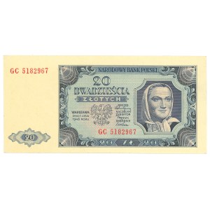 People's Republic of Poland, 20 gold 1948 GC - ribbed paper