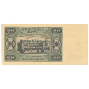 PRL, 20 złotych 1948 AI - papier prążkowany