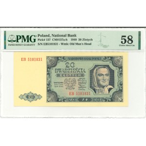 PRL, 20 zloty 1948 EB - PMG 58