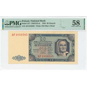 PRL, 20 zloty 1948 AF - PMG 58
