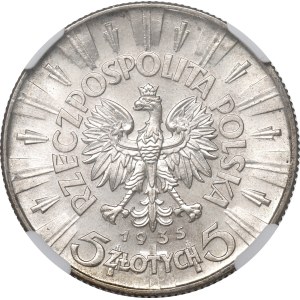 II RP, 5 Zloty 1935 Piłsudski - NGC MS62