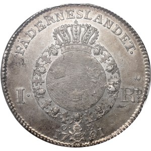 Szwecja, 1 Riksdaler 1791 - NGC AU53