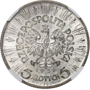 II Republic of Poland, 5 zloty 1936 Pilsudski - NGC MS62