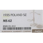 II RP, 5 Zloty 1935 Piłsudski - NGC MS62