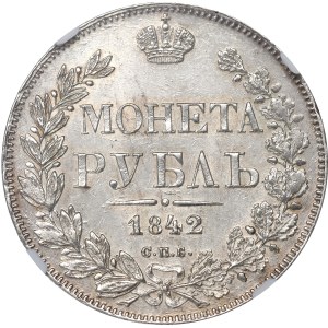 Russia, Nicholas I, Rouble 1842 АЧ - NGC MS62