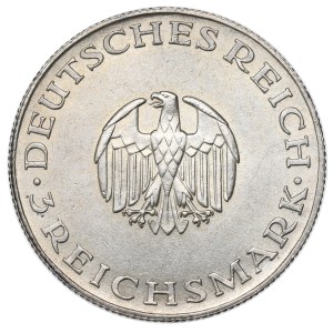 Niemcy, Republika Weimarska, 3 marki 1929, Gotthold Ephraim Lessing