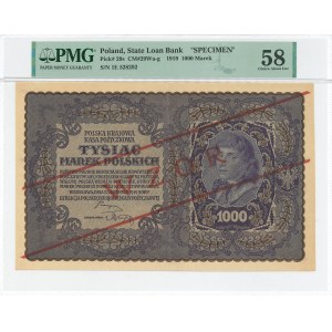 II RP, 1000 marek polskich 1919 I Serja E WZÓR PMG 58