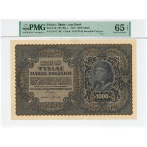 II RP, 1000 Polish marks 1919 III SERJA S - PMG 65 EPQ