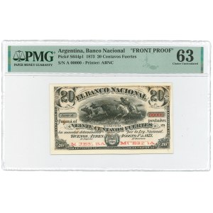 Argentina, 20 centavos Fuertes - Front Proof PMG 63
