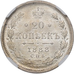 Russia, Alexander III, 20 kopecks 1888 - NGC MS63