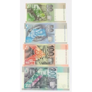 Slovakia, 20 (S), 50 (C), 100 (R) and 200 (E) crowns 2002 - 2006 set of 4