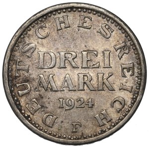 Germany, 3 marks 1924 F