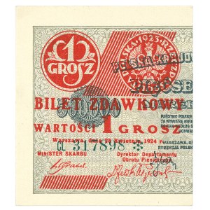 Second Polish Republic, 1 grosz 1924 CL - left half