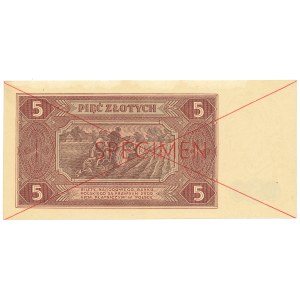 PRL, 5 Zloty 1948 AL 1234567 - SPECIMEN