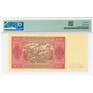 People's Republic of Poland, 100 gold 1948 HW - striped paper PMG 64