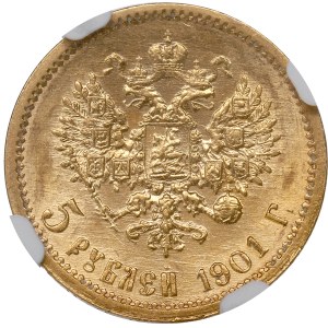 Rusko, Mikuláš II, 5 rubľov 1901 ФЗ - NGC MS62