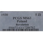 II RP, 5 Zloty 1930, Banner - PCGS MS63