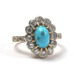 Ring with diamonds and turquoise