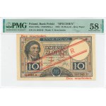 II RP, 10 złoty 1924 II EM. A. SPECIMEN - RARE PMG 58 EPQ