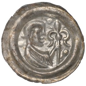Leszek the White (1202-27), bracteate, Kraków, figure with a scepter - RARE