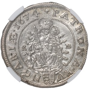 Hungary, Leopold I, 6 kreuzer 1674 - NGC MS63