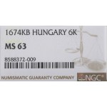 Hungary, Leopold I, 6 kreuzer 1674 - NGC MS63