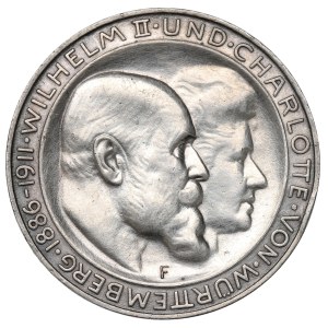 Germany, Wuertemberg, 3 mark 1911, Stuttgart - wedding anniversary