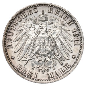 Germany, Wuertemberg, 3 mark 1911, Stuttgart - wedding anniversary