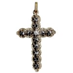 Europe, Gold silver cross with dark sapphires.