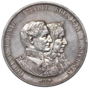 Germania, Sassonia, Jan, 2 talleri 1872 B - nozze d'oro