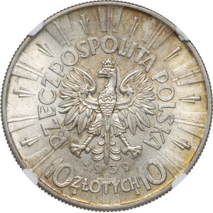 II Republic of Poland, 10 zloty 1939 Pilsudski - NGC MS64