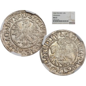 Sigismund II Augustus, Half-grosz 1546, Vilnius, old type of Eagle - rare