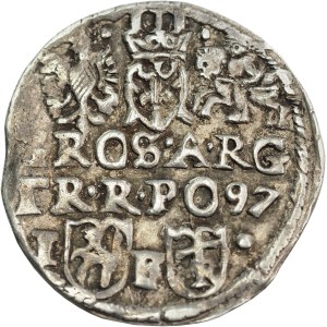 Sigismund III Vasa, Trojak 1597, Lublin - monogram in the shield - rare