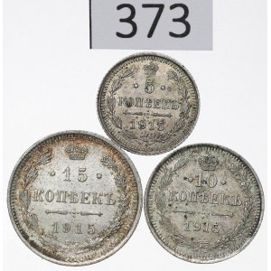 Russia, Nicholas II, Lot 5-15 kopecks 1915