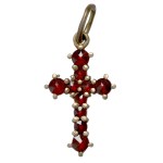 Europe, Delicate Cross with Garnets - Gold-Plated Silver